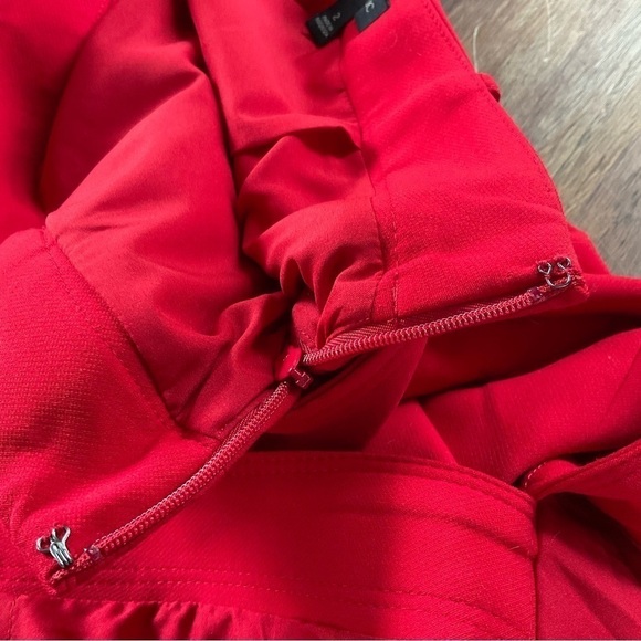 Banana Republic Skirt Red Side Slit Belted Midi Size 2 - Picture 8 of 13